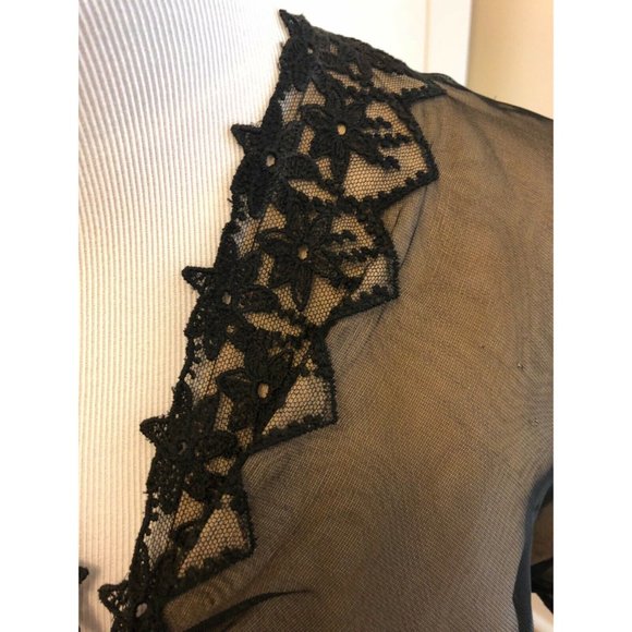 Rare Vintage Black Lace Dress 1920s Size Medium - Picture 3 of 7
